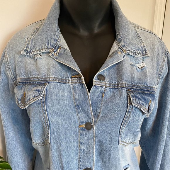 Long Distressed Jeans Jacket - Picture 3 of 8
